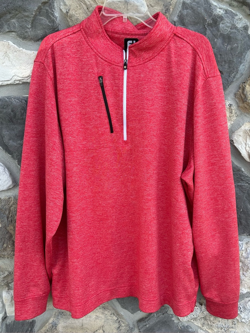 Footjoy Pullover Mens XXL Red Long Sleeve 1/4 Zip Golf Activewear Performance